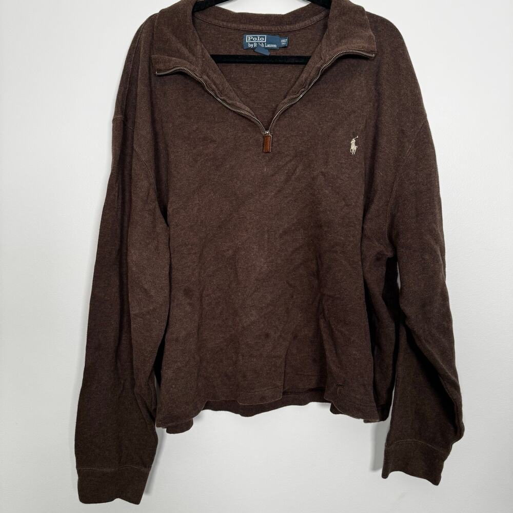 Polo by Ralph Lauren Brown Quarter-Zip Sweater